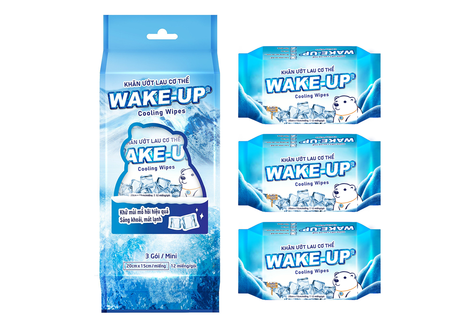 Wake-Up Mini Cooling Wipes 12 pcs