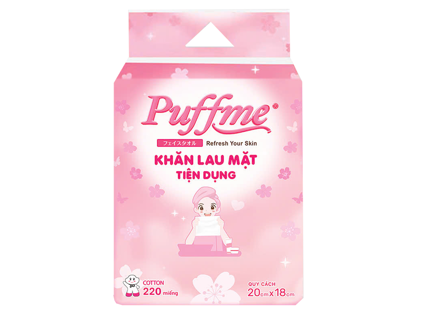 Khăn lau mặt tiện dụng PUFFME 220 miếng (Cao Cấp)