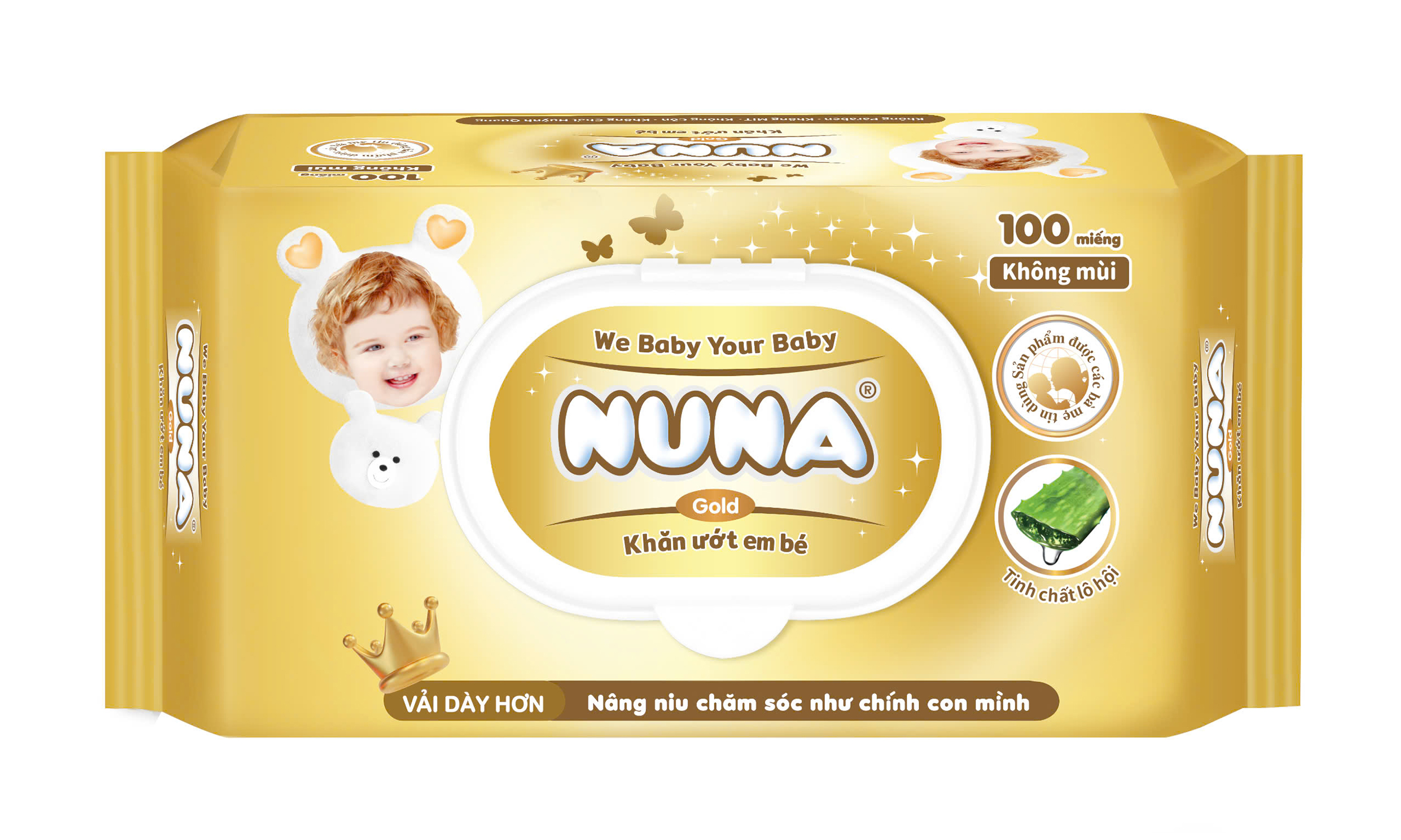 Khăn Ướt Em Bé Nuna Gold (SIÊU DÀY) 100 miếng không mùi