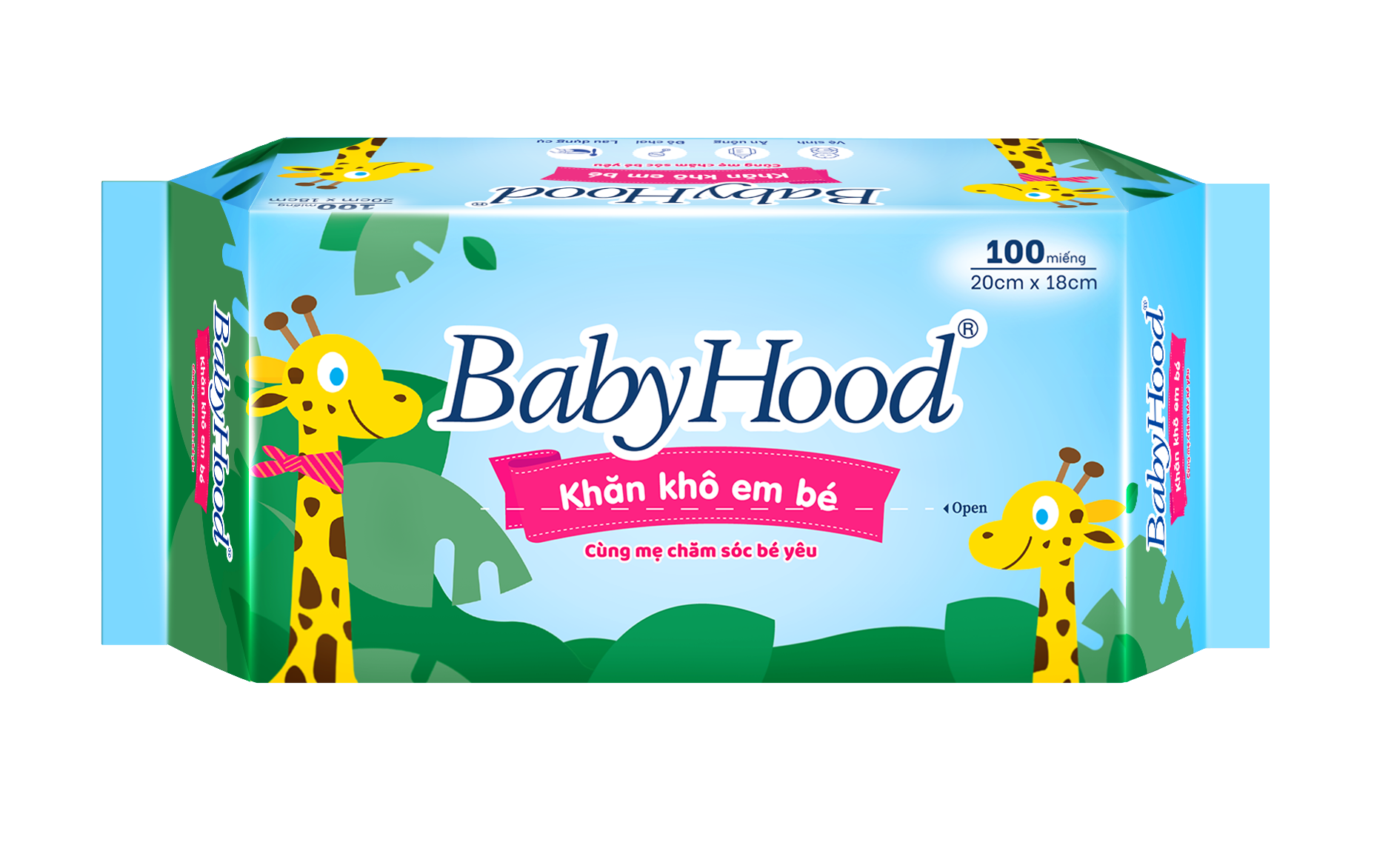 Khăn Khô Em Bé BabyHood 100 Miếng