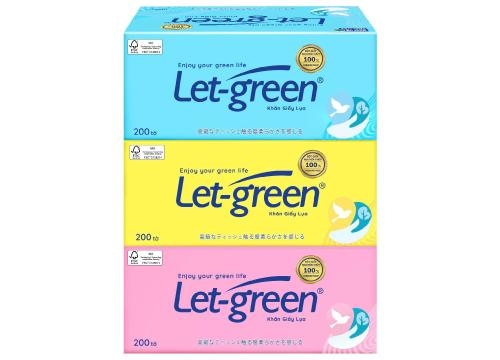 Khăn giấy hộp Let-green 2 lớp 200 tờ