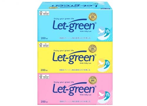 Khăn giấy hộp Let-green 2 lớp 200 tờ